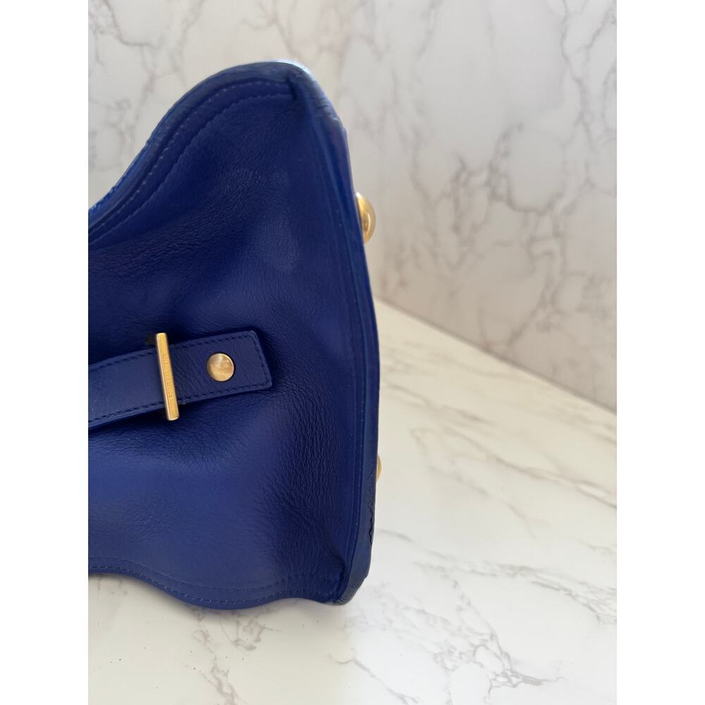 YSL Saint Laurent Classic Y Cabas Chyc Satchel  Blue Leather - Picture 15 of 16